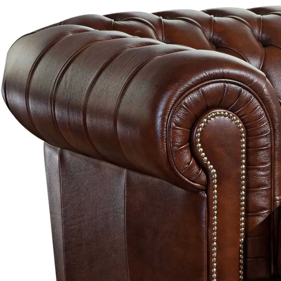Sale Wohnen Chesterfield Zweisitzer Sofa in Braun - Pluna