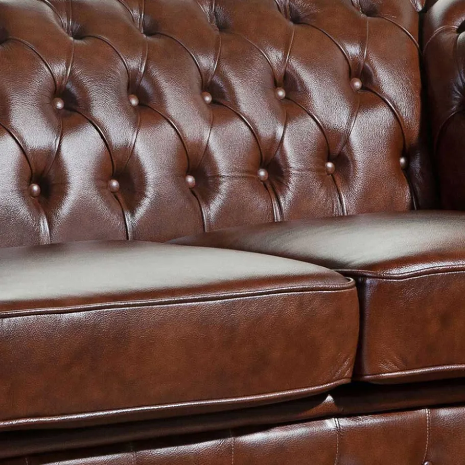 Sale Wohnen Chesterfield Zweisitzer Sofa in Braun - Pluna