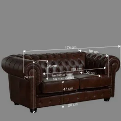 Sale Wohnen Chesterfield Zweisitzer Sofa in Braun - Pluna