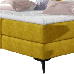 Outlet Wohnen Chesterfieldbett in Currygelb Stoff - Friscura