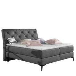 Clearance Wohnen Chesterfield-Bett in Dunkelgrau Vintage Optik Stoff - Zytamos