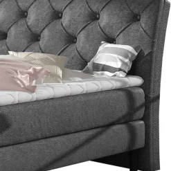 Clearance Wohnen Chesterfield-Bett in Dunkelgrau Vintage Optik Stoff - Zytamos