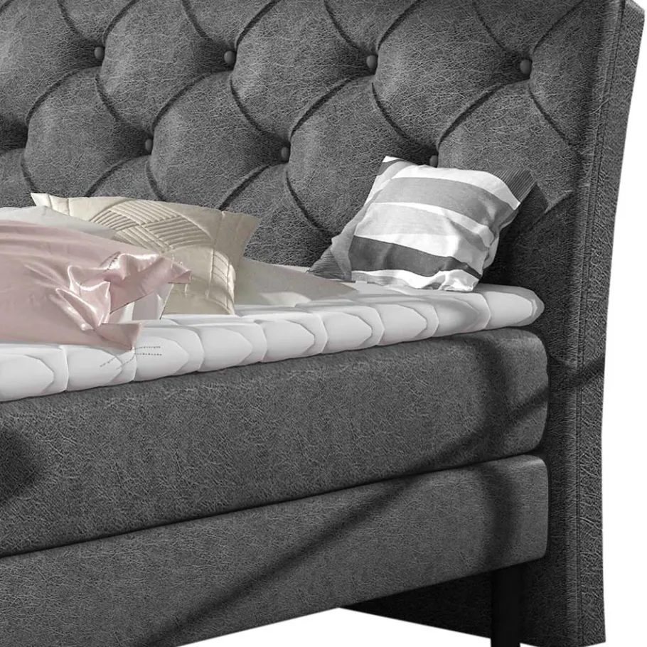 Clearance Wohnen Chesterfield-Bett in Dunkelgrau Vintage Optik Stoff - Zytamos