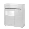 Clearance Wohnen 100cm breite Vitrine in Weiß Hochglanz Mextra mit Beton Dekor abgesetzt