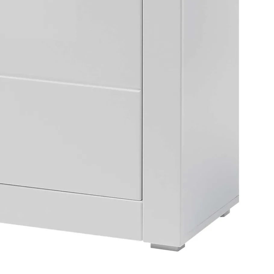 Clearance Wohnen 100cm breite Vitrine in Weiß Hochglanz Mextra mit Beton Dekor abgesetzt