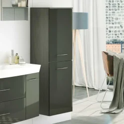 Outlet Wohnen 40cm breiter Midischrank fürs Bad Mladen in Hochglanz Dunkelgrau