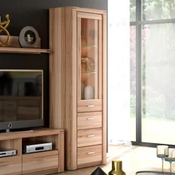 Hot Wohnen 68cm breiter Vitrinenschrank in Kernbuche - Uhelia