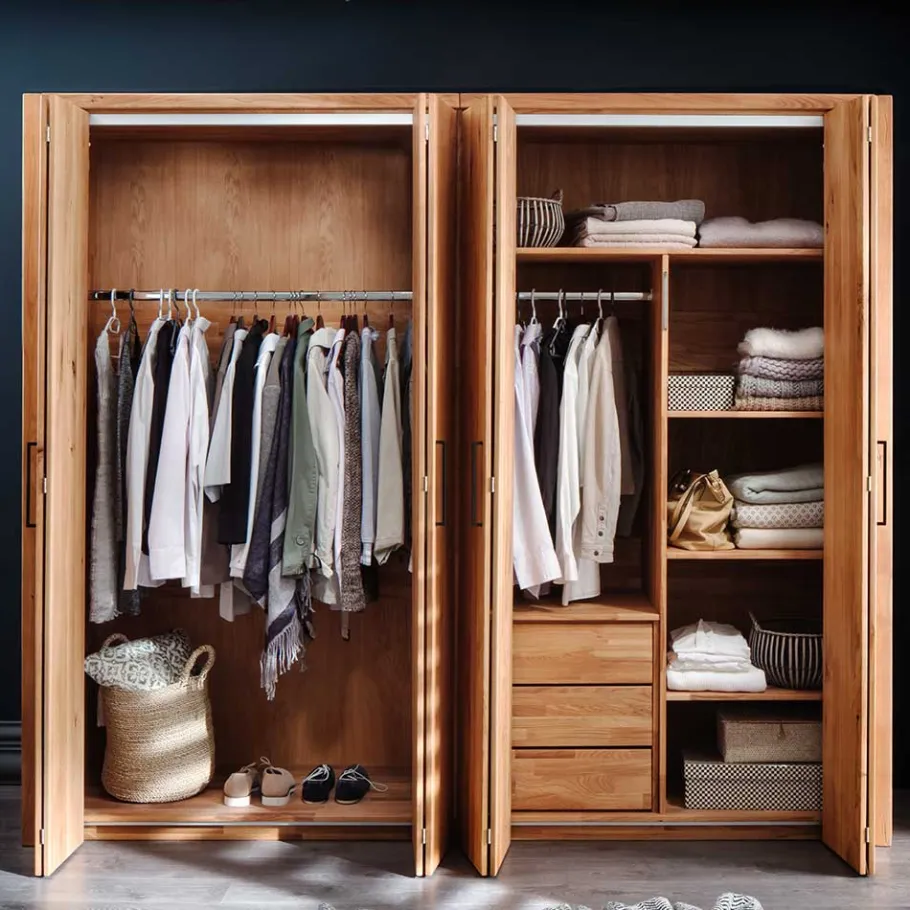 Hot Wohnen 246cm Falttüren-Kleiderschrank Wildeiche - Mascadona