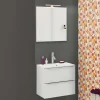 Outlet Wohnen 60cm Gäste WC Waschtisch & LED Spiegel - Livendas (zweiteilig)