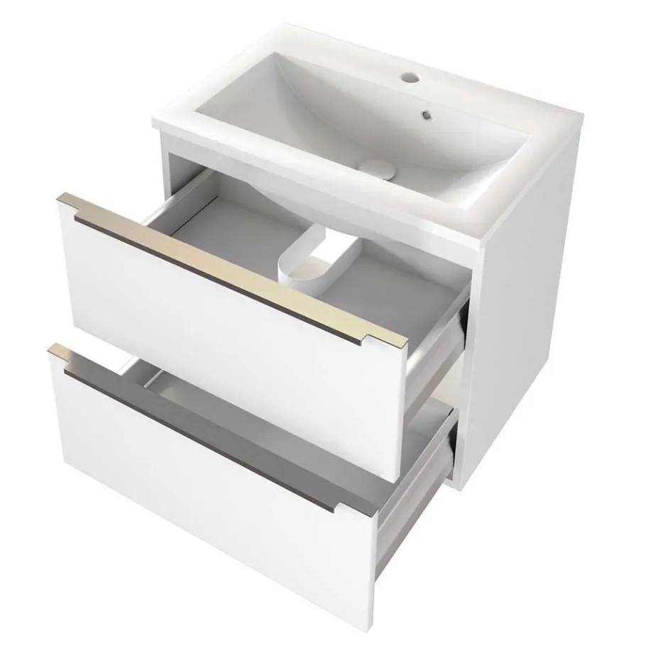 Outlet Wohnen 60cm Gäste WC Waschtisch & LED Spiegel - Livendas (zweiteilig)