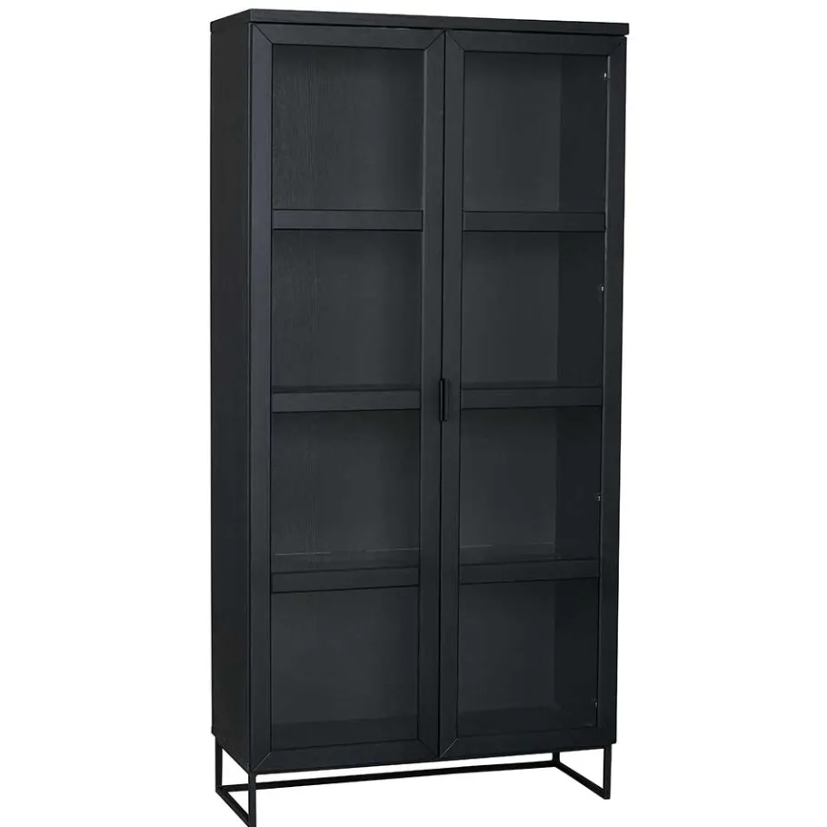 Clearance Wohnen 195cm hohe Industry Vitrine in Schwarz - Meciva