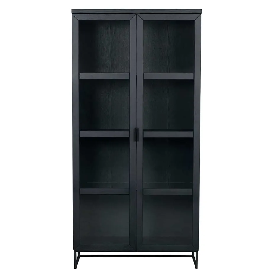 Clearance Wohnen 195cm hohe Industry Vitrine in Schwarz - Meciva