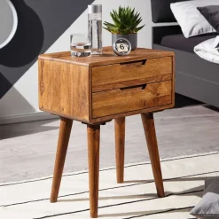 Outlet Wohnen 66cm hohe Retro Nachtkommode aus Holz - Verlago