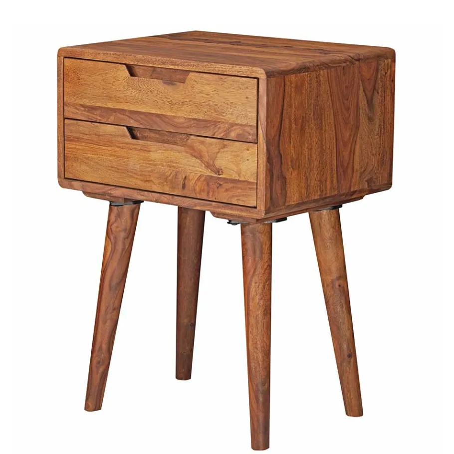 Outlet Wohnen 66cm hohe Retro Nachtkommode aus Holz - Verlago