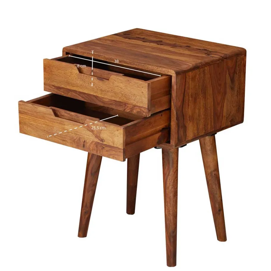 Outlet Wohnen 66cm hohe Retro Nachtkommode aus Holz - Verlago