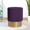Online Wohnen 42cm hoher Rundhocker mit Samt in Violett - Elvadia