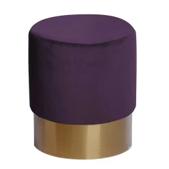 Online Wohnen 42cm hoher Rundhocker mit Samt in Violett - Elvadia
