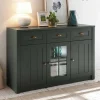 Outlet Wohnen 130cm Landhaus Sideboard in Dunkelgrün - Niestov