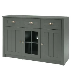 Outlet Wohnen 130cm Landhaus Sideboard in Dunkelgrün - Niestov
