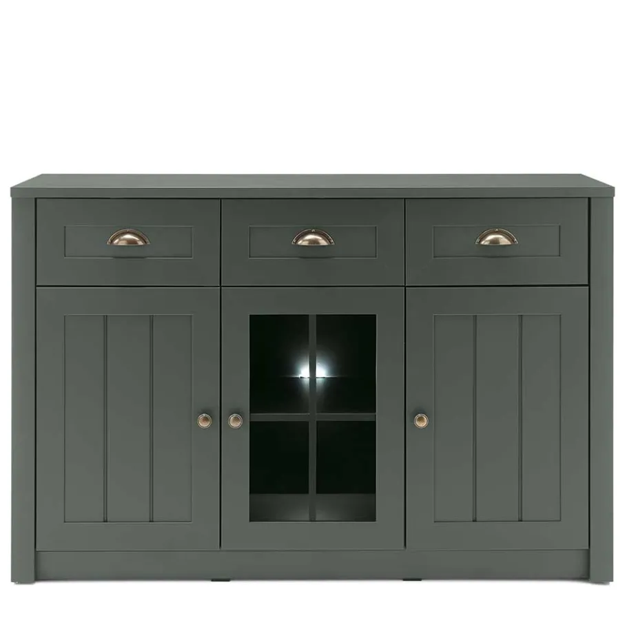 Outlet Wohnen 130cm Landhaus Sideboard in Dunkelgrün - Niestov