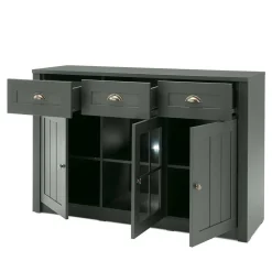 Outlet Wohnen 130cm Landhaus Sideboard in Dunkelgrün - Niestov