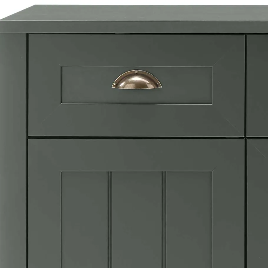 Outlet Wohnen 130cm Landhaus Sideboard in Dunkelgrün - Niestov