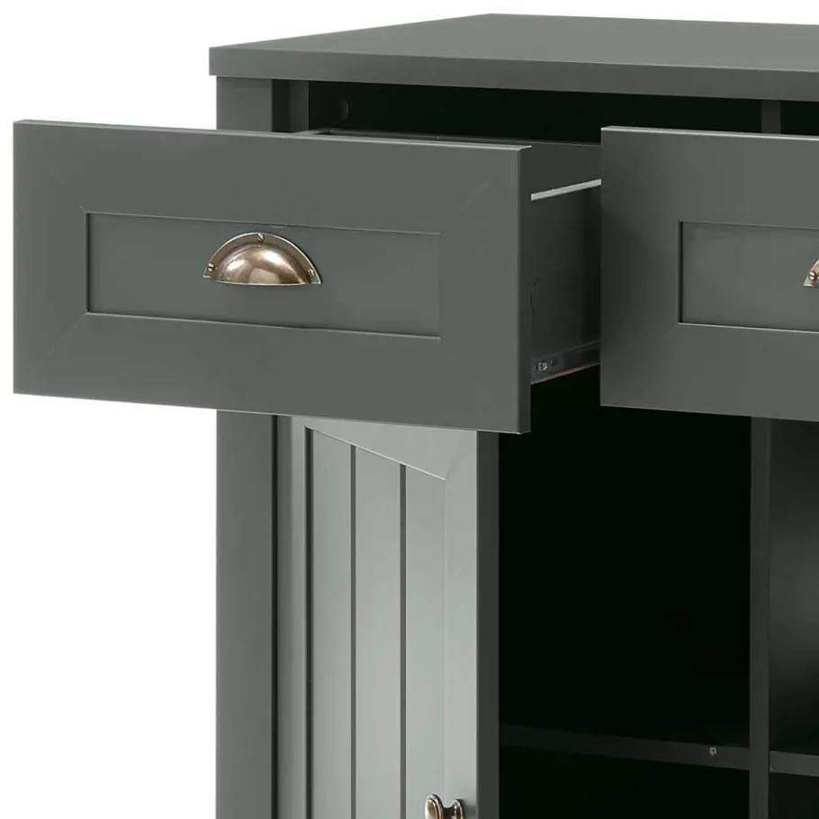 Outlet Wohnen 130cm Landhaus Sideboard in Dunkelgrün - Niestov