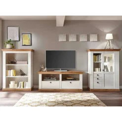 Outlet Wohnen 356cm Landhaus Wohnwand Set - Diatara (dreiteilig)