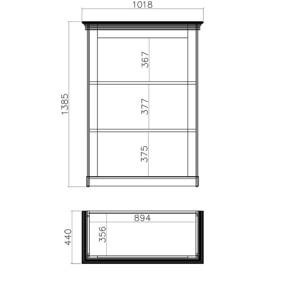 Outlet Wohnen 356cm Landhaus Wohnwand Set - Diatara (dreiteilig)