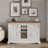 Outlet Wohnen 130cm Landhaus-Kommode mit Glaseinsatz - Bordona