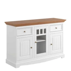Outlet Wohnen 130cm Landhaus-Kommode mit Glaseinsatz - Bordona