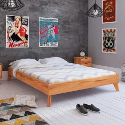 Online Wohnen 190cm langes Kernbuche Bett ohne Kopfteil - Junola I
