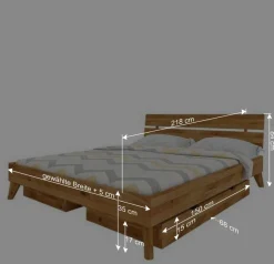 Clearance Wohnen 210cm langes Stauraumbett aus Wildeiche - Eavy