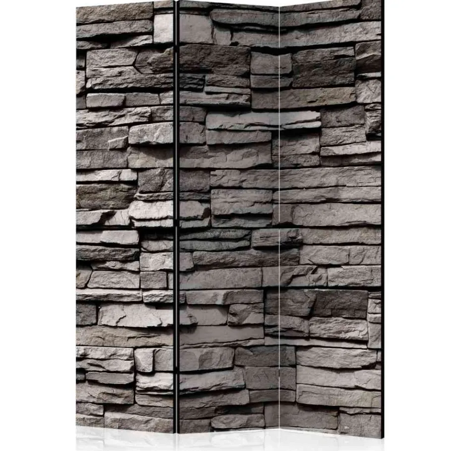 Clearance Wohnen 135cm Paravent Steinwand in Grau - Rambano