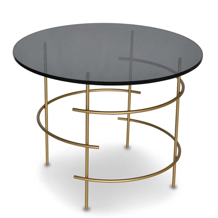 Online Wohnen 60cm runder Beistelltisch aus Rauchglas - Donegal