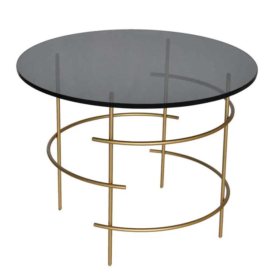 Online Wohnen 60cm runder Beistelltisch aus Rauchglas - Donegal