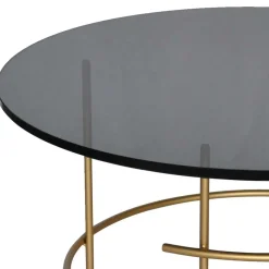 Online Wohnen 60cm runder Beistelltisch aus Rauchglas - Donegal