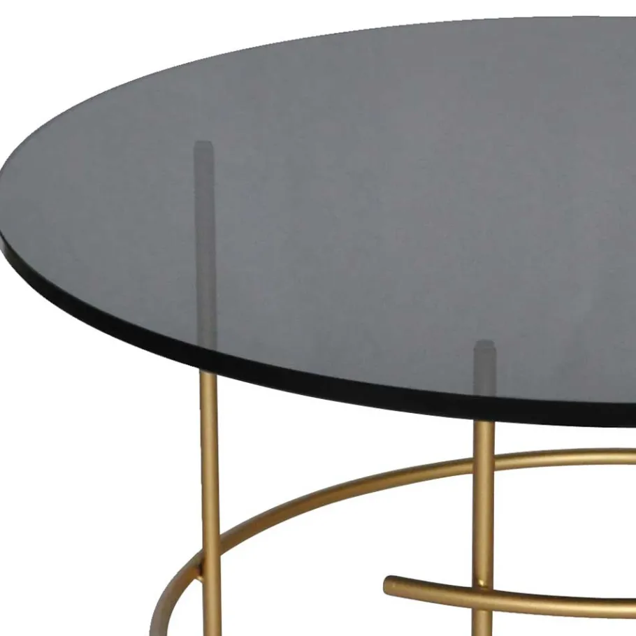 Online Wohnen 60cm runder Beistelltisch aus Rauchglas - Donegal