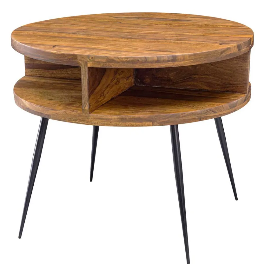 Outlet Wohnen 60cm runder Wohnzimmer Beistelltisch aus Sheesham - Pastilla