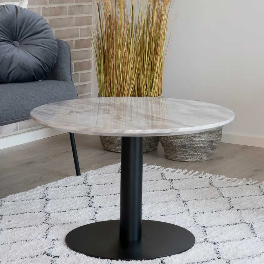 Hot Wohnen 70cm runder Wohnzimmer Tisch in Marmor Optik - Ovaio