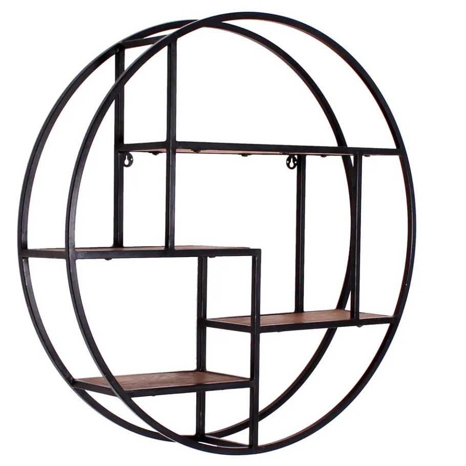 Hot Wohnen 75cm rundes Hängeregal aus Metall & Holz - Mendoza