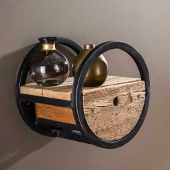Online Wohnen 30cm Rundes Wandregal mit Schublade - Ultina