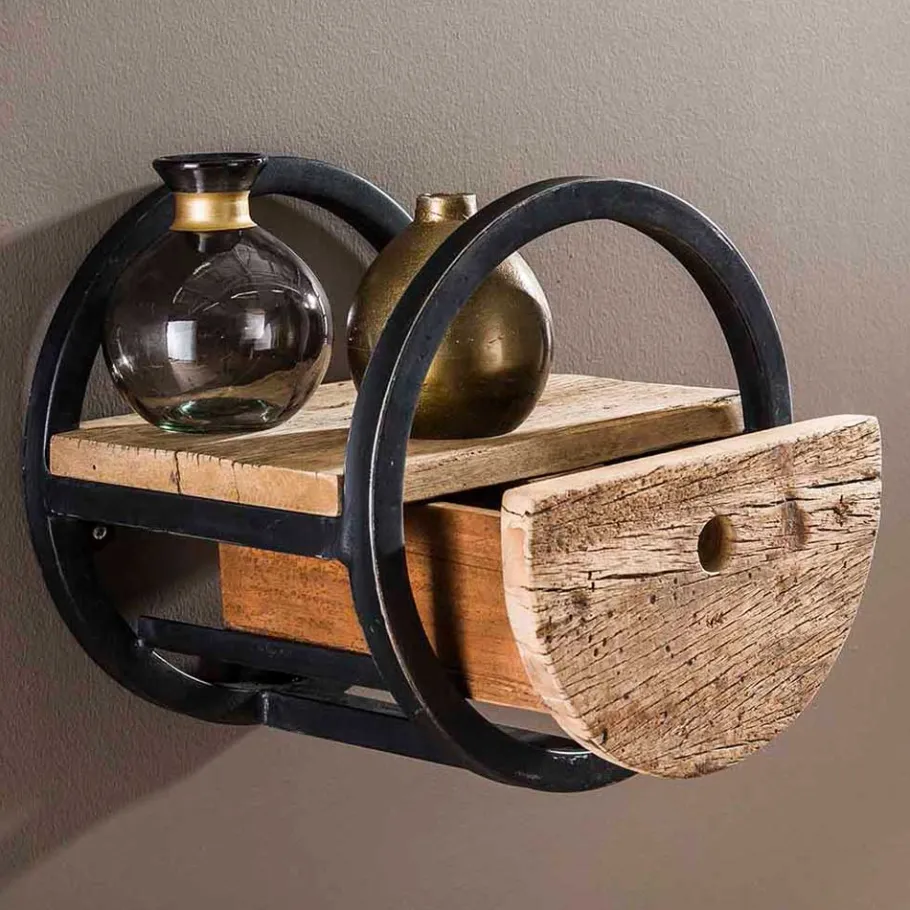 Online Wohnen 30cm Rundes Wandregal mit Schublade - Ultina