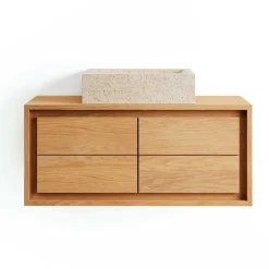 New Wohnen 90cm Teakholz Waschkonsole fürs Bad - Reddnas