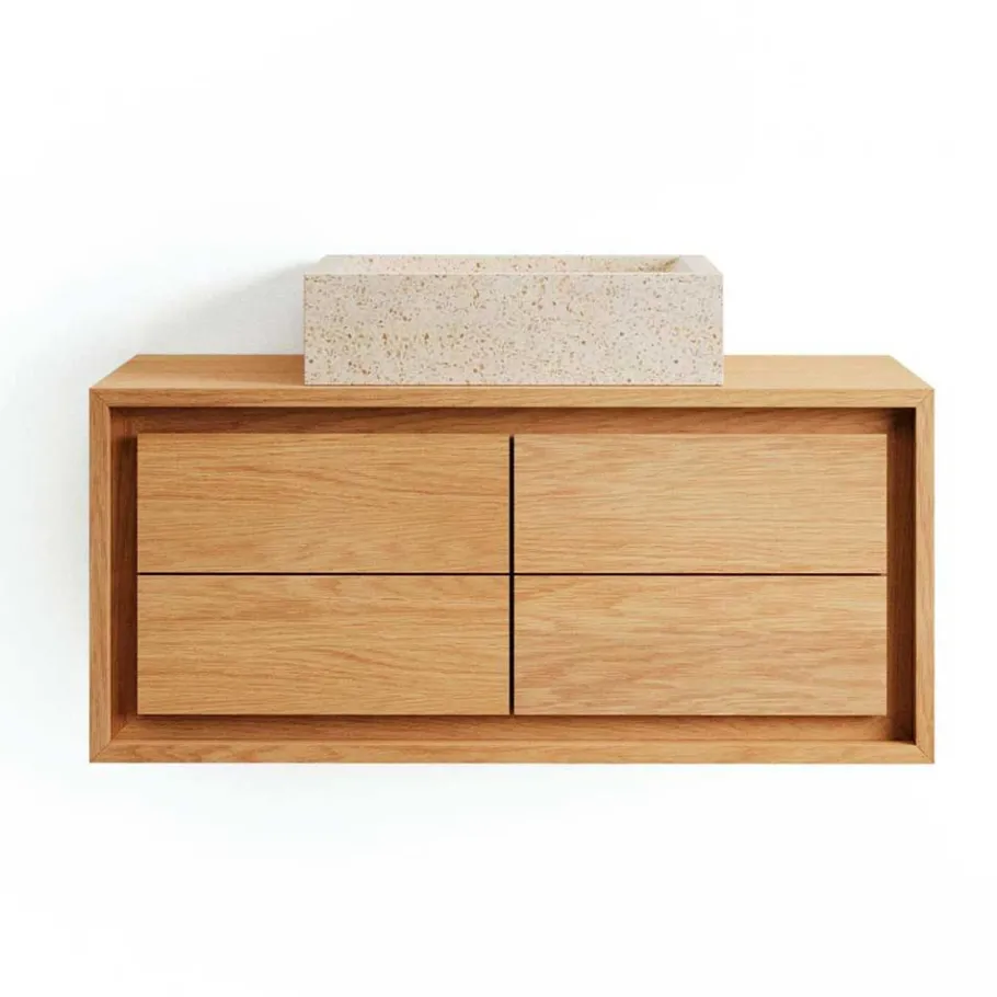New Wohnen 90cm Teakholz Waschkonsole fürs Bad - Reddnas