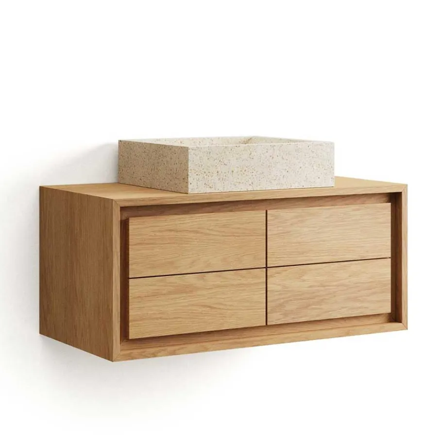 New Wohnen 90cm Teakholz Waschkonsole fürs Bad - Reddnas