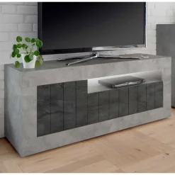 Clearance Wohnen 138cm TV Bank in Dunkelgrau & Beton Grau - Uxena