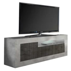 Clearance Wohnen 138cm TV Bank in Dunkelgrau & Beton Grau - Uxena
