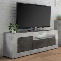 Clearance Wohnen 138cm TV Bank in Dunkelgrau & Beton Grau - Uxena