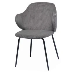 Discount Wohnen Cord Polsterstuhl in Grau - Inesse (2er Set)
